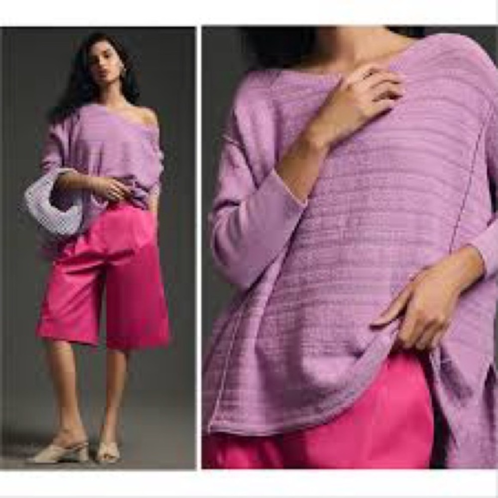 ANTHROPOLOGIE Pilcro Oversized Sweater Lavender Tunic Small
